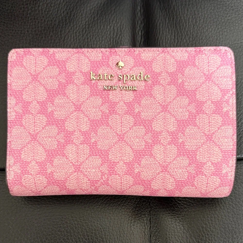 Kate Spade Pink Floral Pattern Spade Wallet - Picture 1 of 15